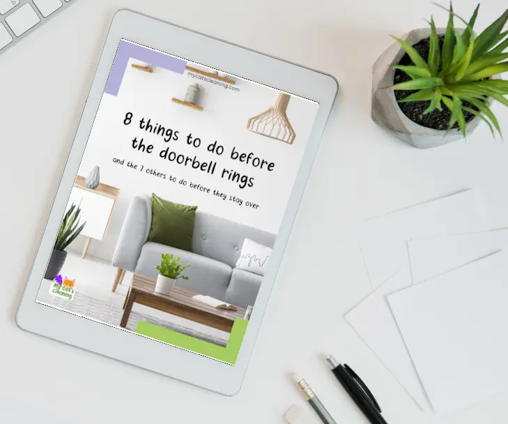 A mockup of the checklists to know how to clean your home quickly before guests