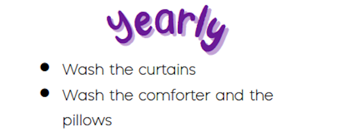 Wash the curtains, Wash the comforter and the pillows