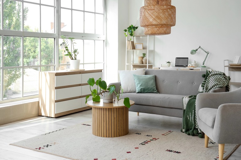 Cozy uncluttered but lived-in living room